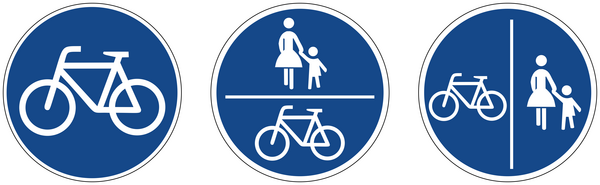 Radwegebenutzungspflicht Die Grafik zeigt die unterschiedlichen Verkehrsschilder für Radwege.