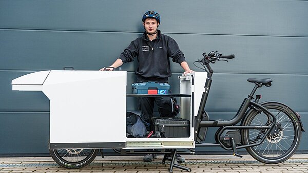 Projekt „flottes Gewerbe“ Lastenräder für die gewerbliche Nutzung – Einsatz beim Elektriker Projekt „flottes Gewerbe“ Lastenräder für die gewerbliche Nutzung – Einsatz beim Elektriker