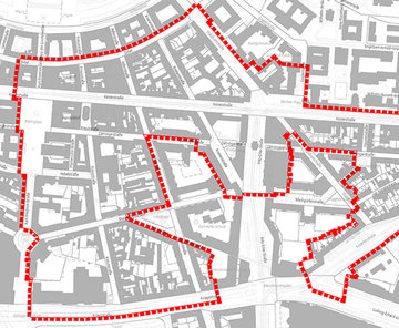 Stadtplanung Plan mit Abgrenzung des Sanierungsgebietes Innenstadt Ost
