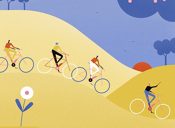 radspaß sicher e-biken! - Illustration radspaß sicher e-biken! - Illustration
