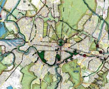 Freiraumentwicklung Abbildung Stadtplan Karlsruhe mit Legende