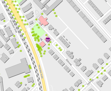 Platzhalter Hort Blütenweg Stadtteilplan mit Markierung Blütenweg