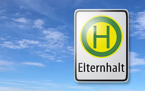 Elternhaltestellen Die Abbildung zeigt ein Schild für Elternhaltestellen