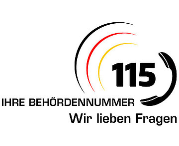 115.Claim_C_M.jpg Logo Behördennummer 115 - Wir lieben Fragen