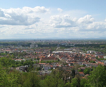 Blick über die Stadt Karlsruhe