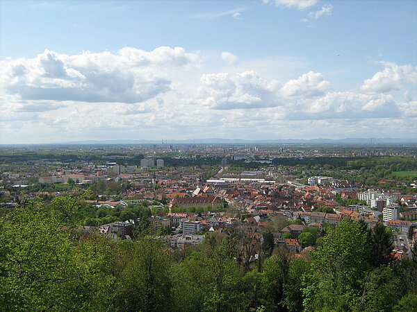 Blick über die Stadt Karlsruhe