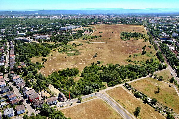 Schrägluftbild vom Alten Flugplatz Karlsruhe