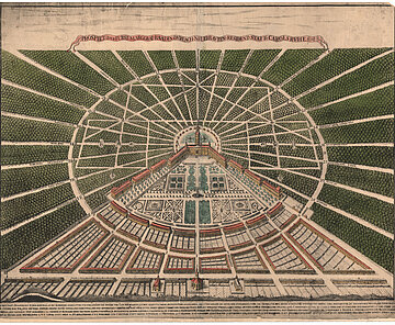 Karlsruher Stadtansicht, Kupferstich von Heinrich Schwarz 1721