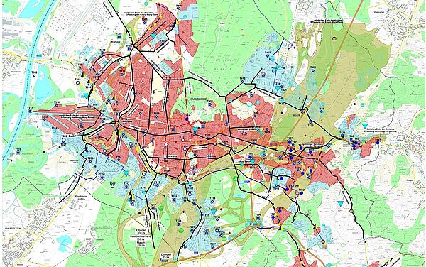 Die Grafik zeigt das Kanalnetz in Karlsruhe.