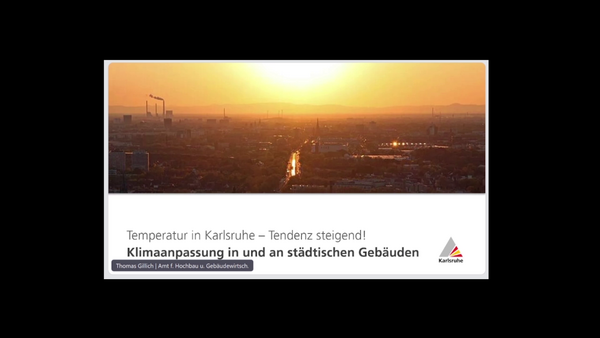 Titelfolie des Vortrags Klimaanpassung in städtischen Gebäuden