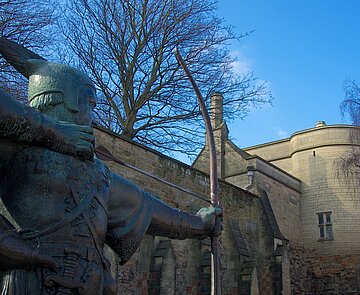 Statue von Robin Hood in Nottingham.