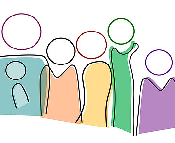 Illustration einer stilisierten Familie.