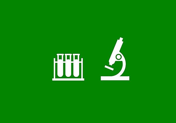 Abwassermonitoring-Schriftzug mit Piktogrammen