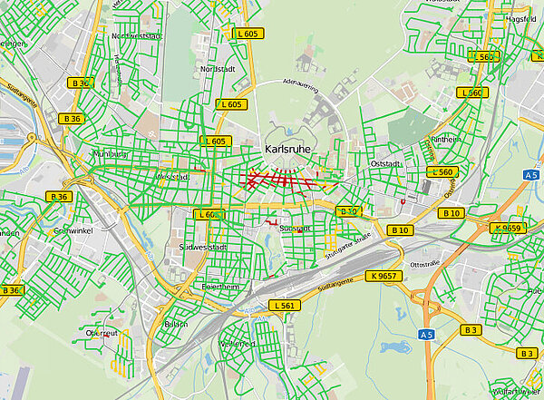 Tempozonen in Karlsruhe