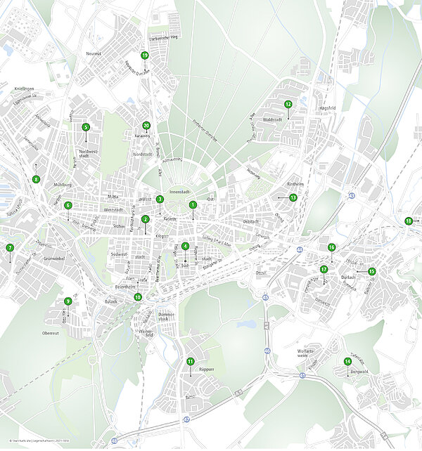 Karte aller Startpunkt Elterncafés