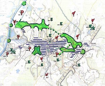 Die Karte zeigt die Handlungsfelder der Freiraumentwicklung.