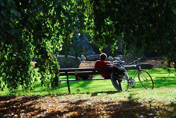 Älterer Herr auf einer Parkbank