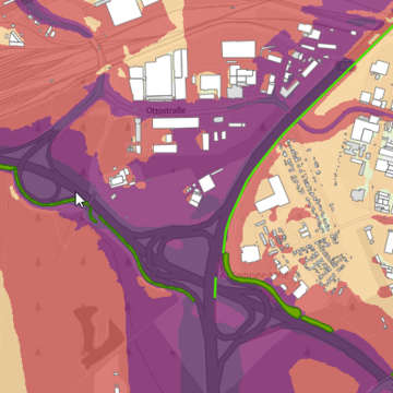 Abbildung des Fachplans „Lärmkarte Straßenverkehr (Tag)"