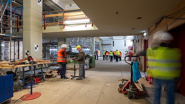 Baustand der Stadthalle im März 2024