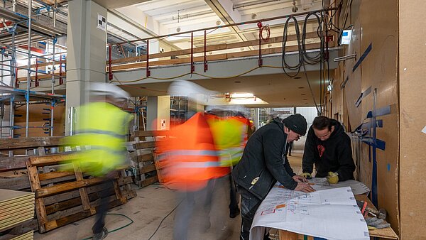 Baustand der Stadthalle im März 2024