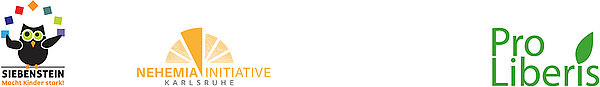 Logo SIEBENSTEIN Macht Kinder stark!, Lofo NEHEMIA INITIATIVE KARLSRUHE