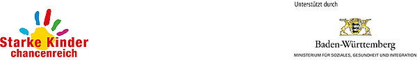 Logo Starke Kinder chancenreich, Logo Ministerium für Soziales, Gesundheit und Integration Baden Württemberg