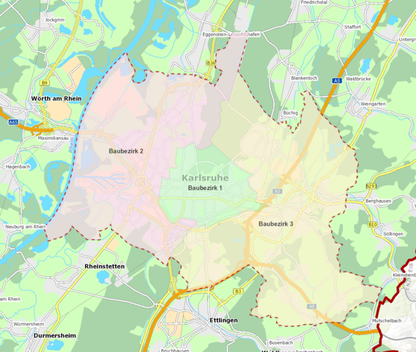 Stadtkarte Bezirke Bauordnungsamt