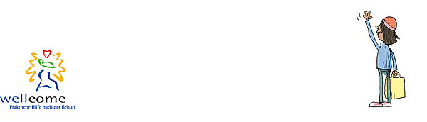 Inkende Person mit Koffer in der Hand