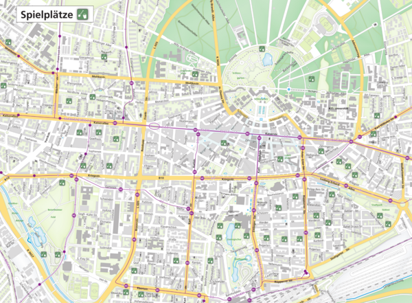 Kartenausschnitt von Karlsruhe mit Spielplätzen