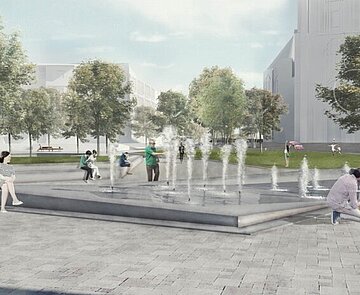 Visualisierung des Bernhardusplatzes, Blick in Richtung Stadtmitte