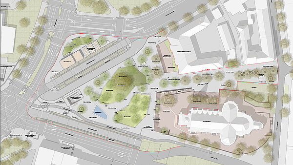 Lageplan der Neugestaltung des Bernhardusplatzes