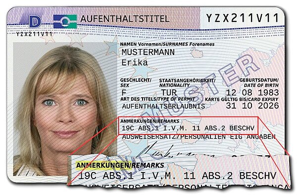 Das Bild zeigt einen Aufenthaltstitel