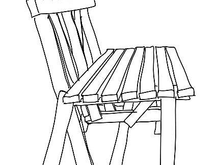Eine Zeichnung der Gartenbank nach Enzo Mari aus der Werkstatt für alles Mögliche