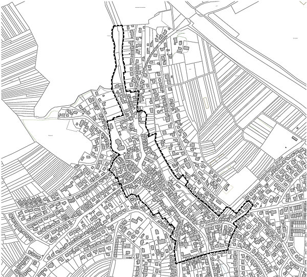 Plan mit Abgrenzung des Sanierungsgebietes