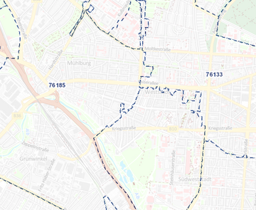 Abbildung der Hintergrundkarte "Postleitzahlgebiete"