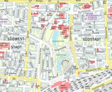 Abbildung der Hintergrundkarte "Regiokarte (mit amtlichem Stadtplan Karlsruhe)"