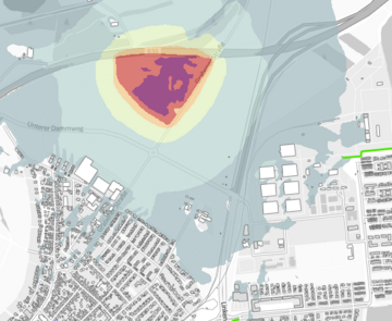 Abbildung des Fachplans "Lärmkarte Gewerbe (Nacht)"