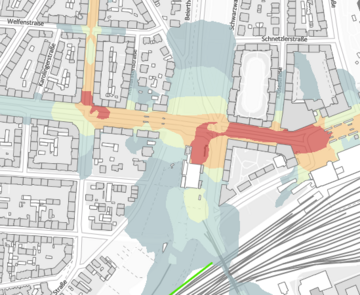Abbildung des Fachplans "Lärmkarte Straßenbahn (Nacht)"