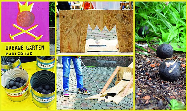 Bildcollage von Aktionen im Juwelen-Garten