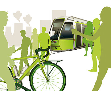 Auf der Grafik ist das Logo für Mobiltiätsprojekte abgebildet