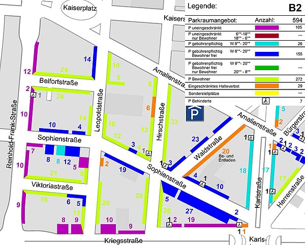 Abbildung der Bewohnerparkzone B2 | Bestand